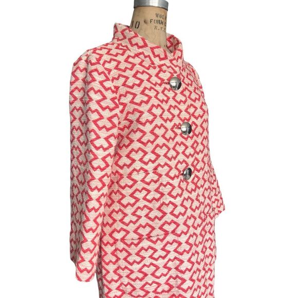 Caroline Biss Pink Geometric Button-Up Coat Size 36 US S - Picture 3 of 8
